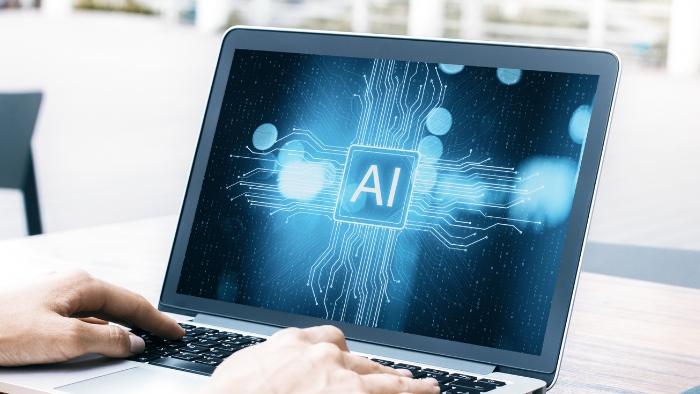 AI laptop interface illustrating GEO Generative Engine Optimization and AI-driven search technology.